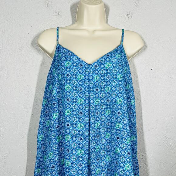 Cynthia Rowley Strappy P;rint Tank Sleeveless Blue Casual - L - Picture 2 of 4